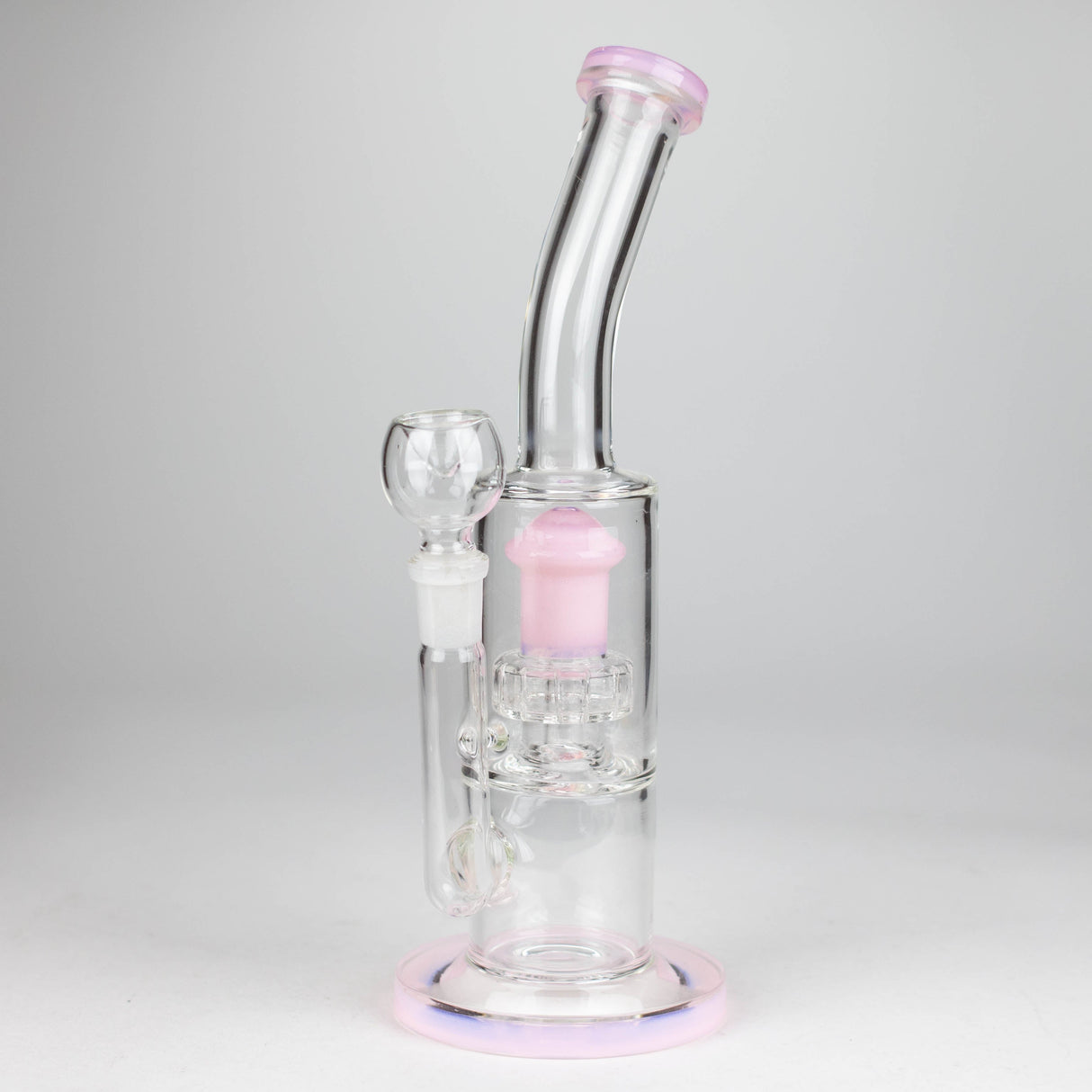 12" color accented bent neck glass bong Glass Bong Bongzie Smokes PINK