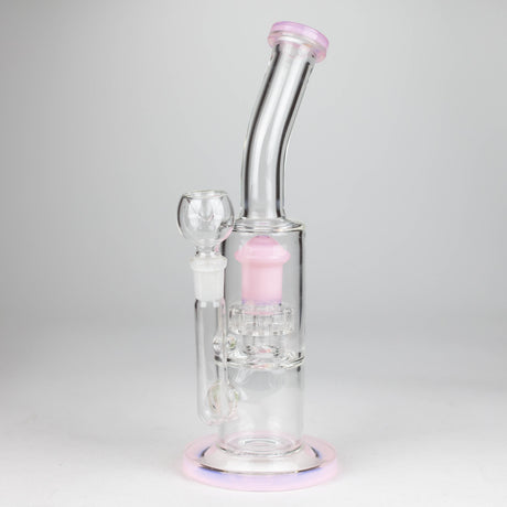 12" color accented bent neck glass bong Glass Bong Bongzie Smokes PINK