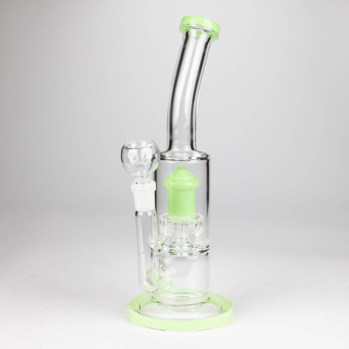 12" color accented bent neck glass bong Glass Bong Bongzie Smokes GREEN