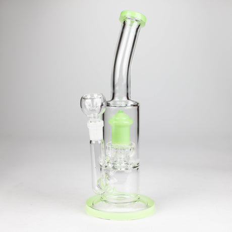 12" color accented bent neck glass bong Glass Bong Bongzie Smokes GREEN