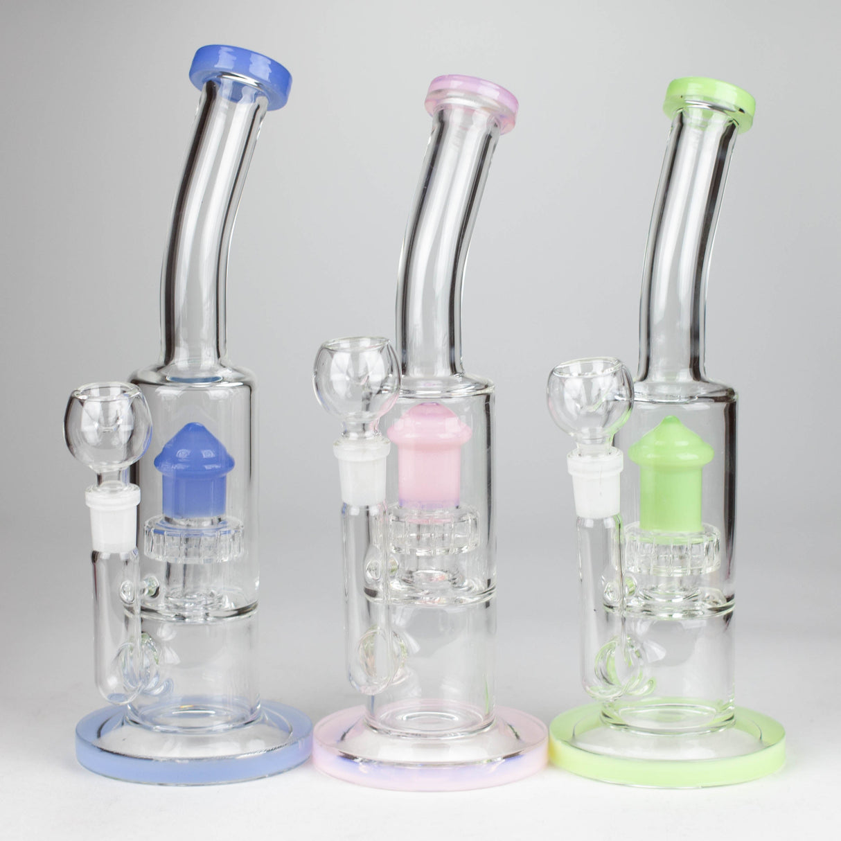 12" color accented bent neck glass bong Glass Bong Bongzie Smokes