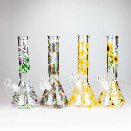 Z10" Glow in the dark Glass Bong With Flower Design Glass Bong 777 Smoke