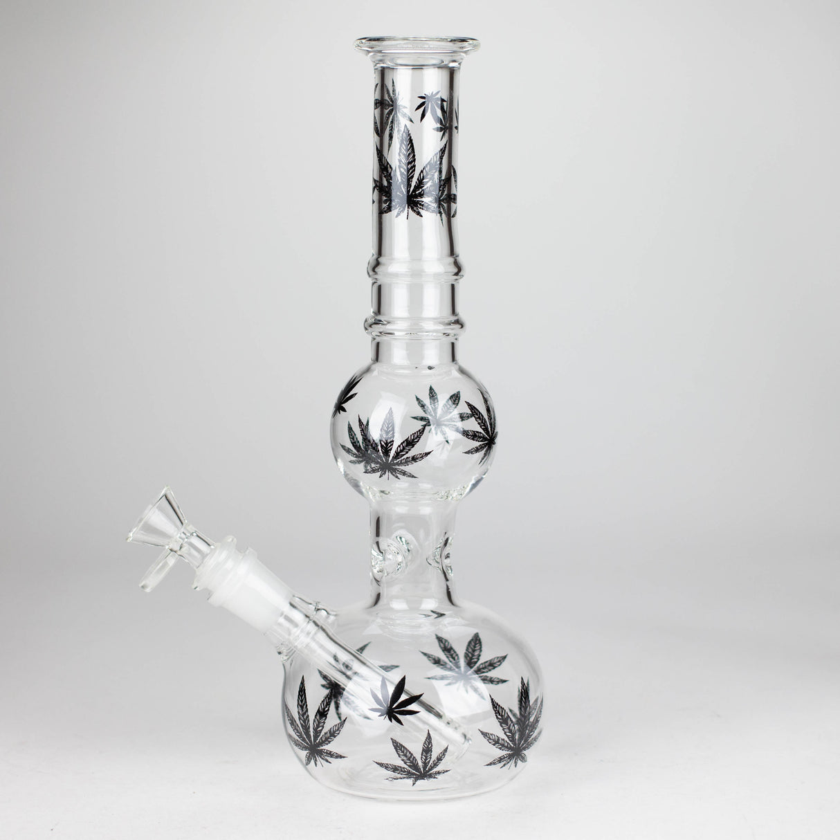 11" Round Shape Glass Bong With Leaf Design Glass Bong 777 Smoke