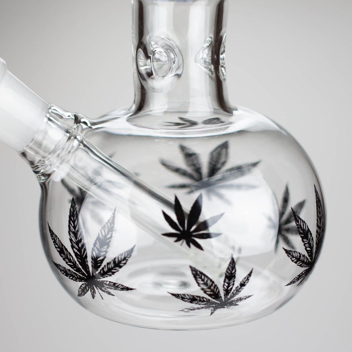 11" Round Shape Glass Bong With Leaf Design Glass Bong 777 Smoke