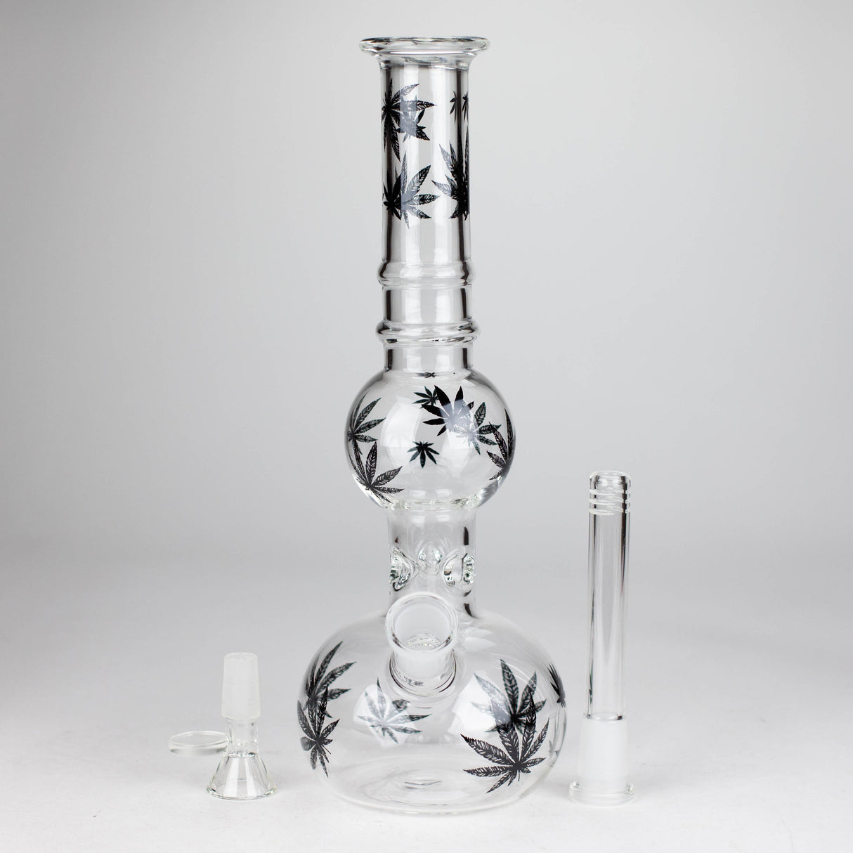 11" Round Shape Glass Bong With Leaf Design Glass Bong 777 Smoke