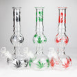11" Round Shape Glass Bong With Leaf Design Glass Bong 777 Smoke