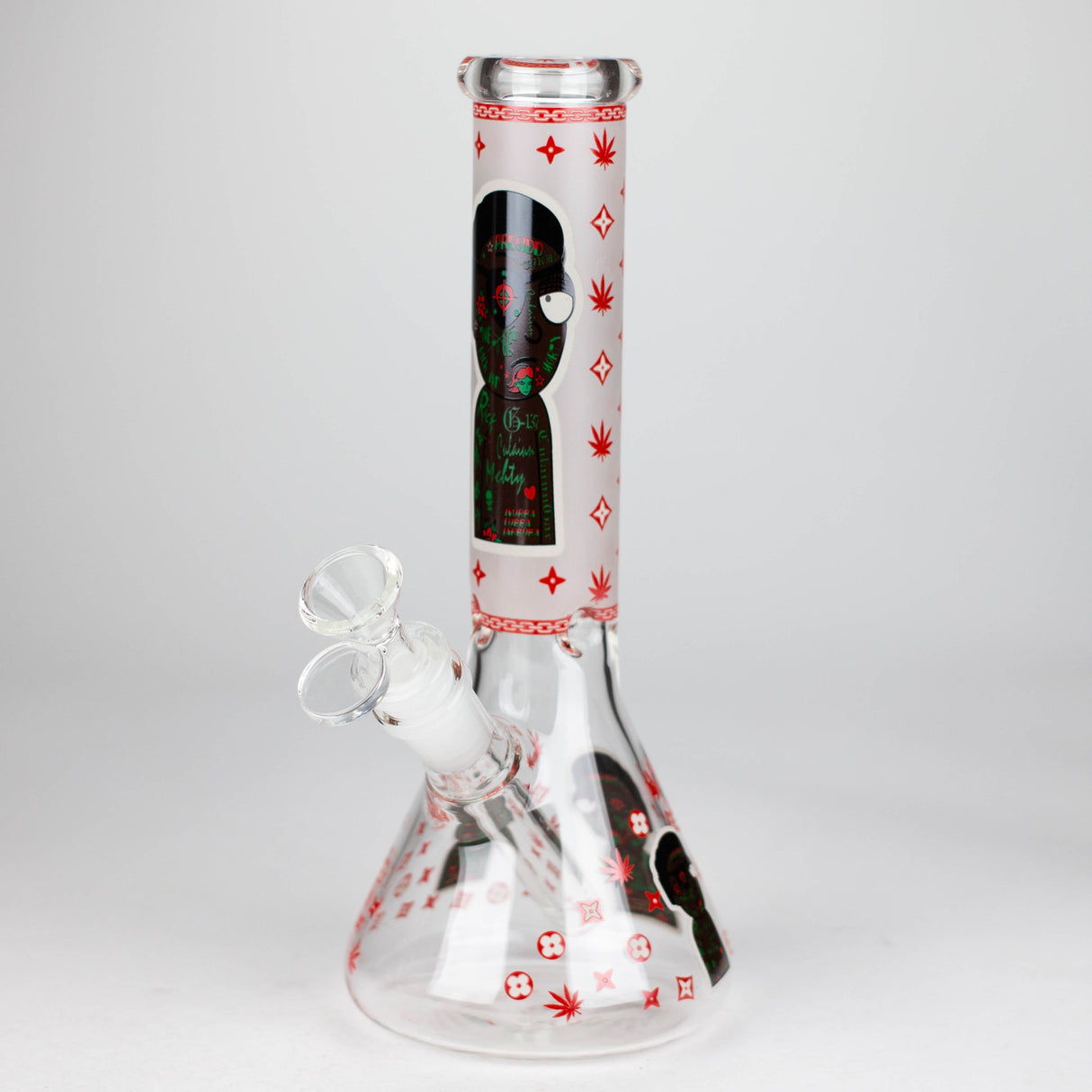 Z10" Glow in the dark Glass Bong With RM Design Glass Bong 777 Smoke Graphic B