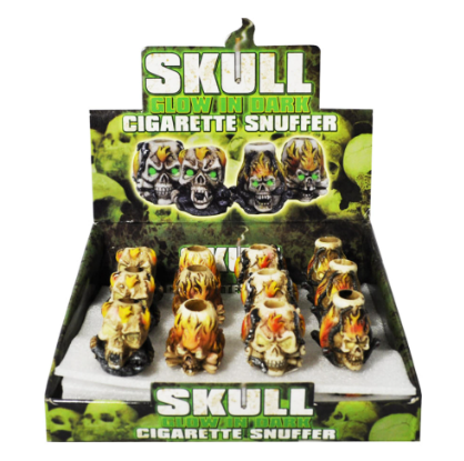 Snuffer Skull Glow in the Dark 24display Plastic Ashtray NIBO Distribution