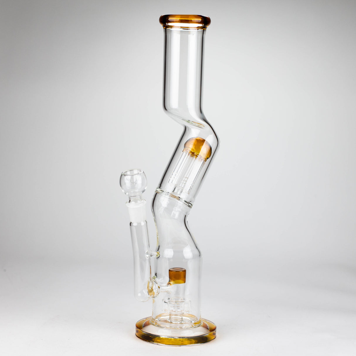 16" Zig-zag glass bong with percolator Glass Bong Bongzie Smokes Gold