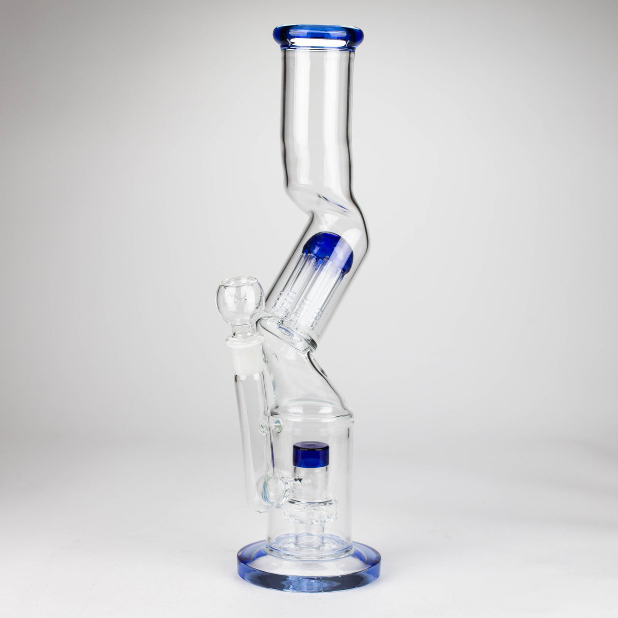 16" Zig-zag glass bong with percolator Glass Bong Bongzie Smokes Blue