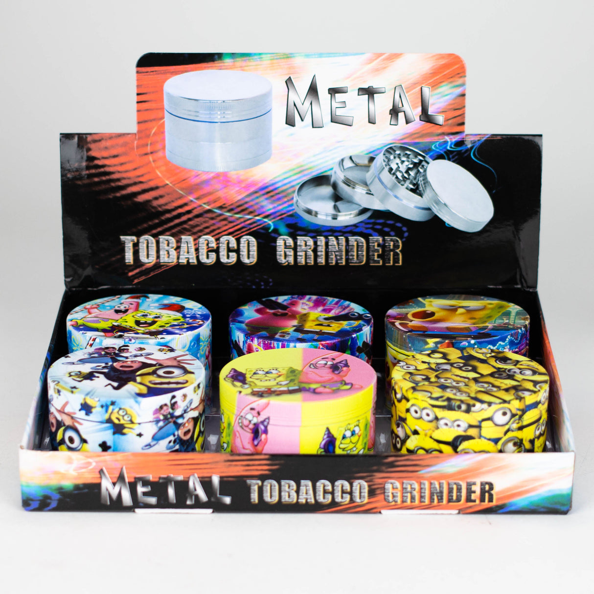 Dia 63mm*44mm 4 Parts Cartoon Grinder Box Of 6 Display Pack Super Supplys Inc