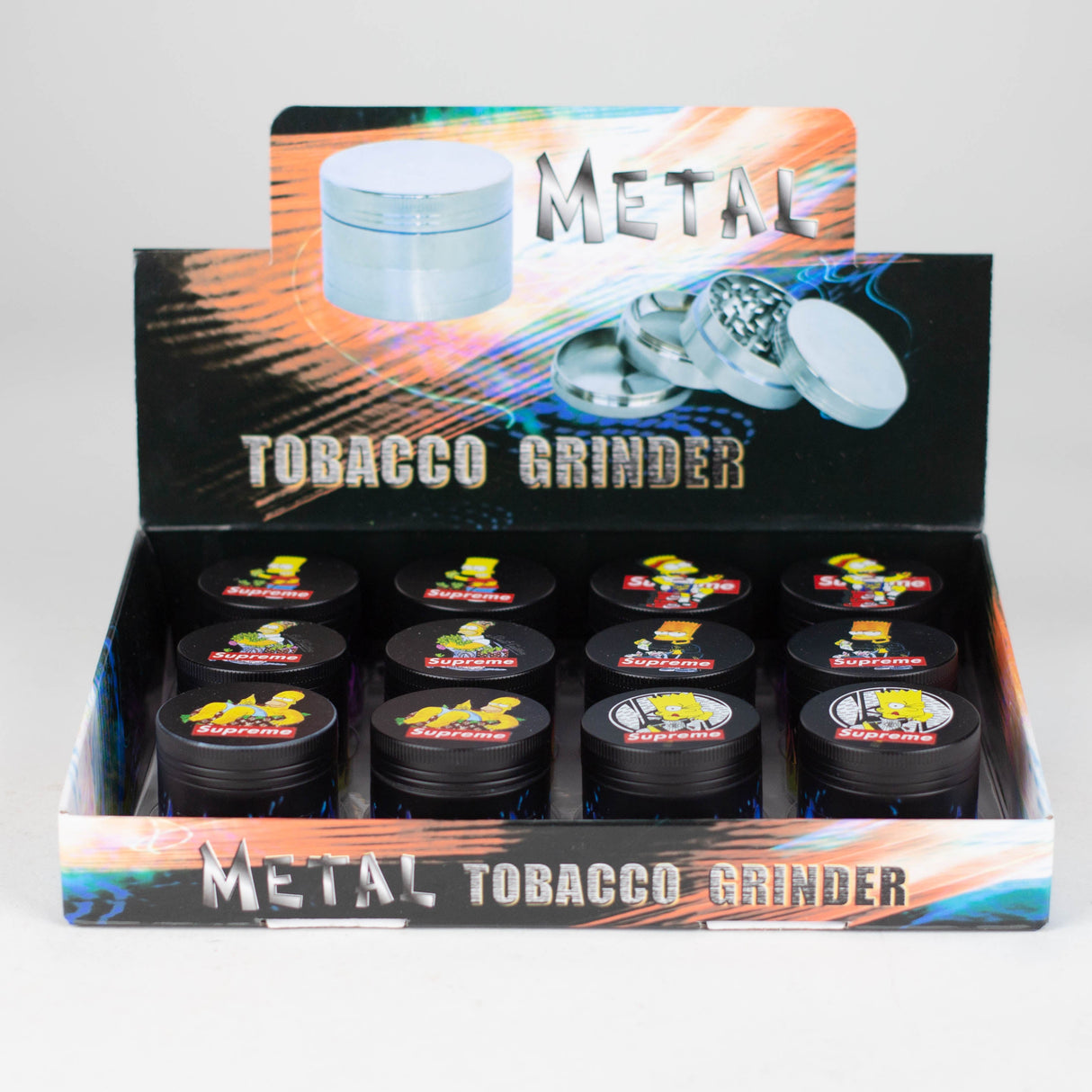 Cartoon Design Grinder Box of 12 Display Pack Super Supplys Inc