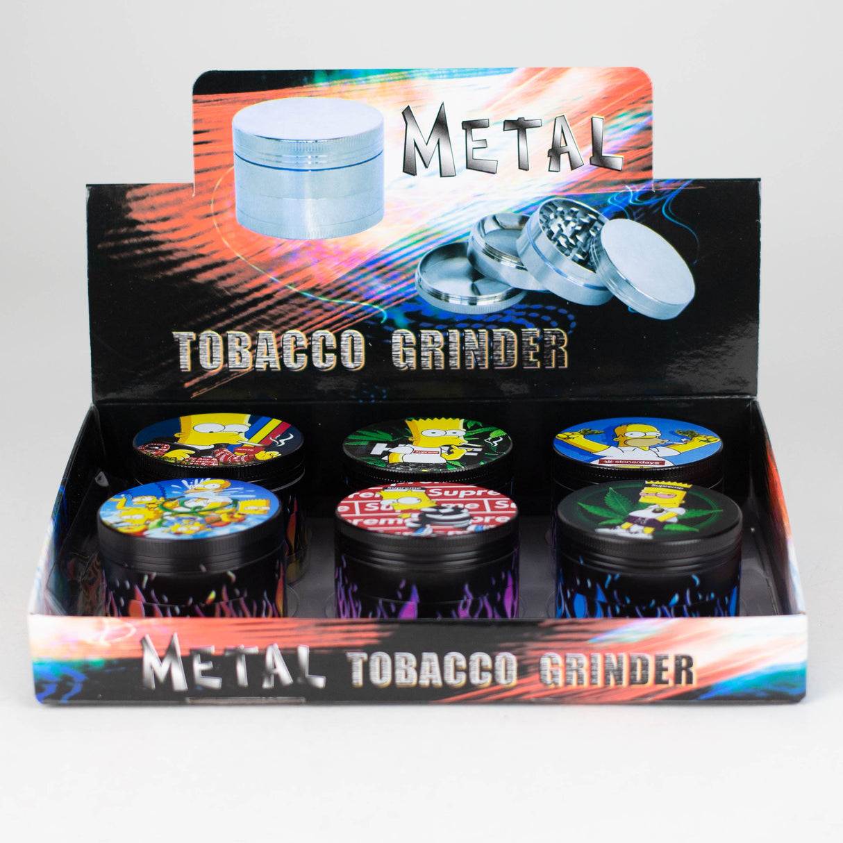 Dia 53mm*43mm Cartoon Grinder Box of 6 Display Pack Super Supplys Inc