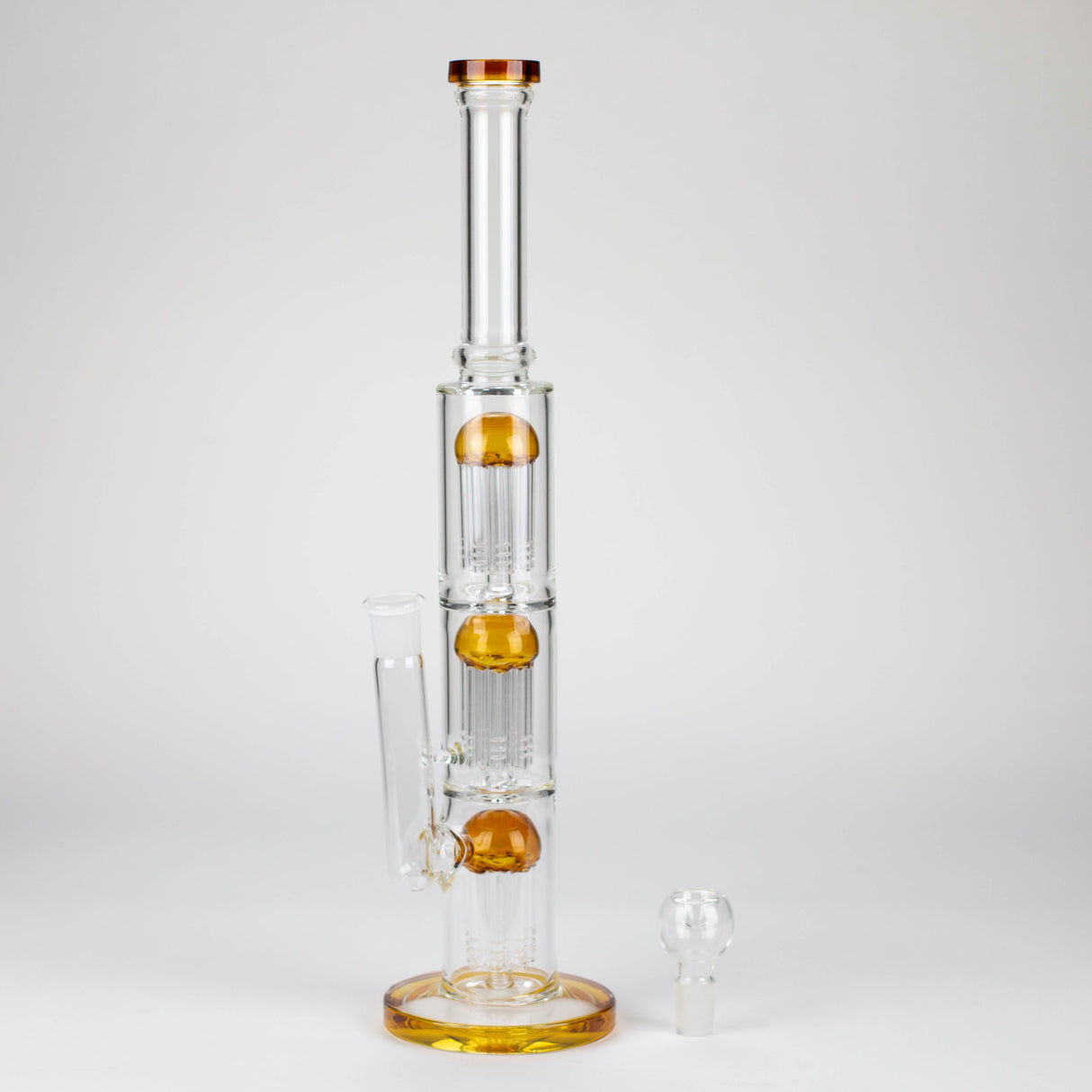 16" straight tube glass water bong with tree-arm percolator and diffuser Glass Bong Bongzie Smokes
