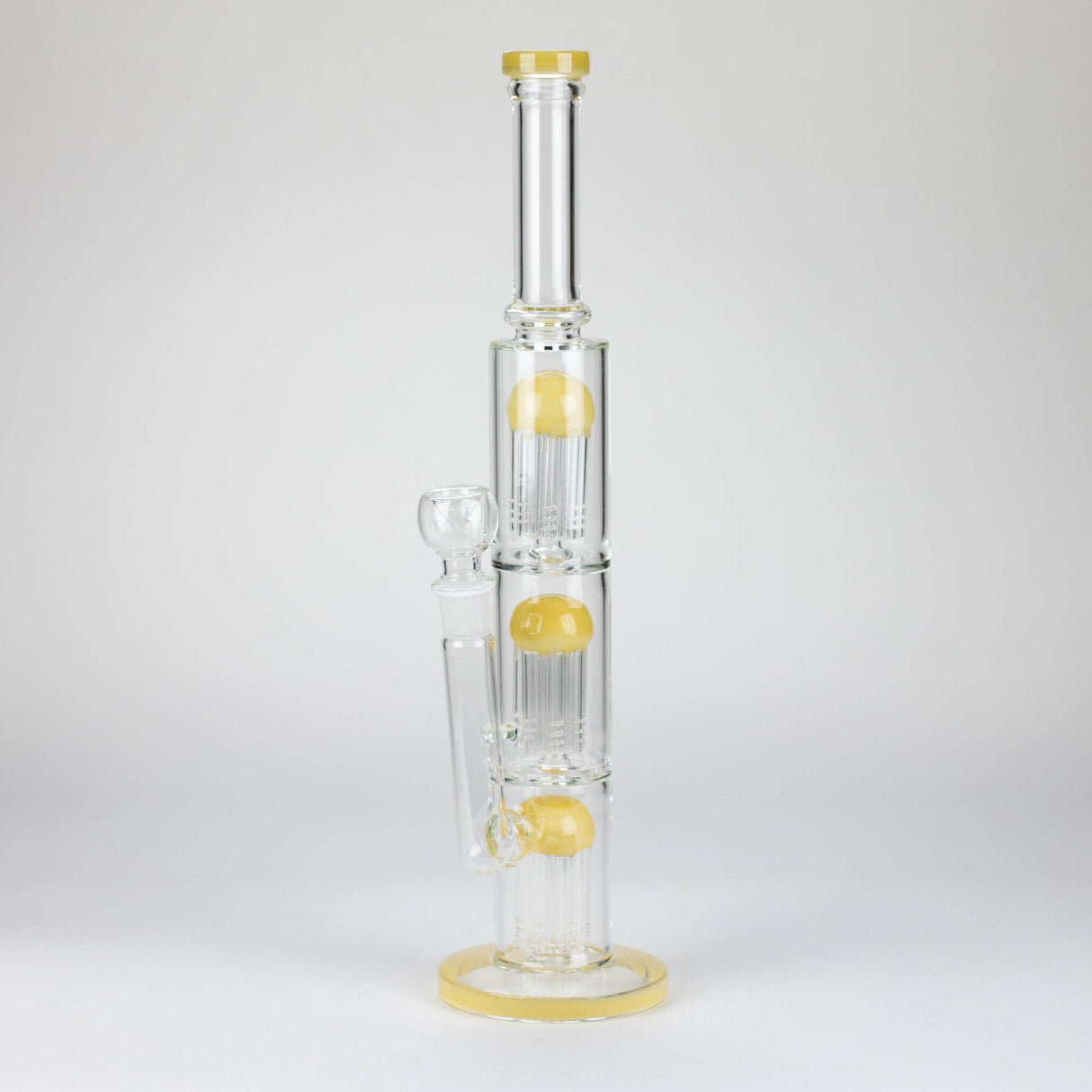 16" straight tube glass water bong with tree-arm percolator and diffuser Glass Bong Bongzie Smokes Yellow