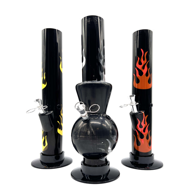 12" BLACK Acrylic Water Pipe Bong , Assorted Pattern Color ( PIP280 ) Acrylic Bong NIBO Distribution