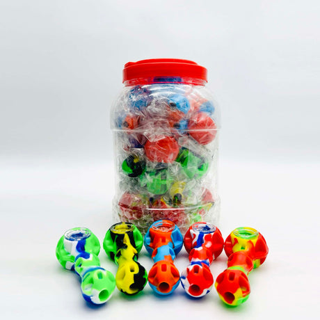 Silicone Honeycomb Handpipe Assorted Colours Jar of 20 Pieces Silicone Pipe Super Supplys Inc