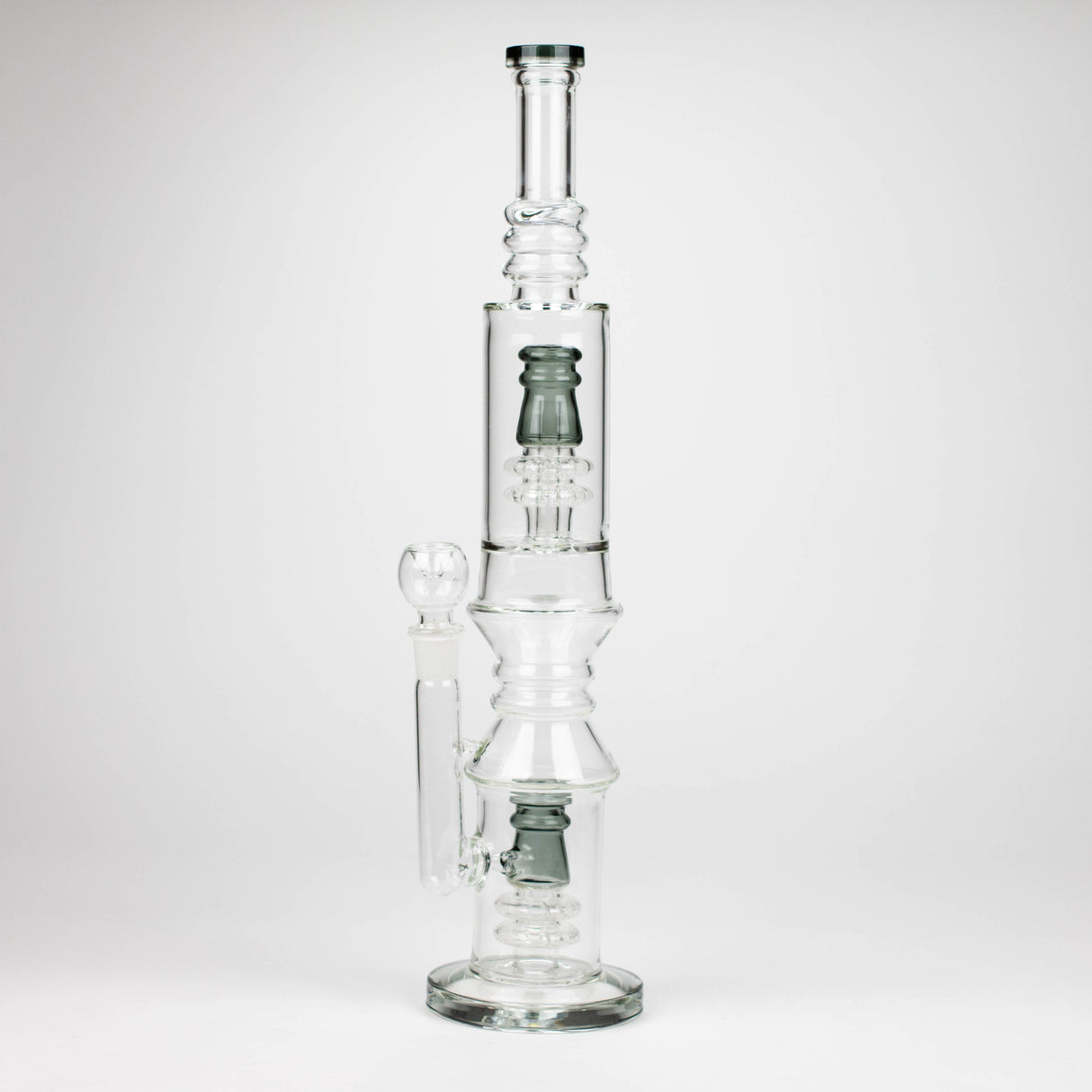 18" Glass water bong with Percolator and Diffuser Glass Bong Bongzie Smokes Grey