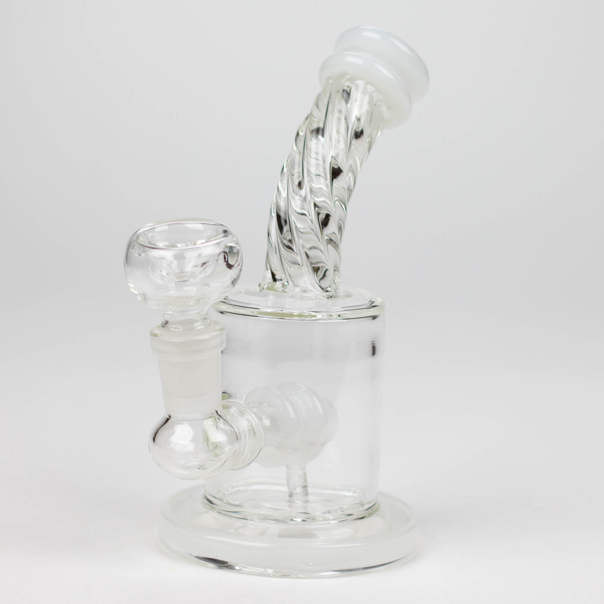 6" Twist glass bent neck glass bong with diffuser Glass Bong Bongzie Smokes White