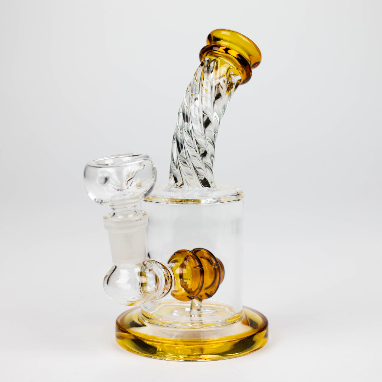6" Twist glass bent neck glass bong with diffuser Glass Bong Bongzie Smokes Yellow