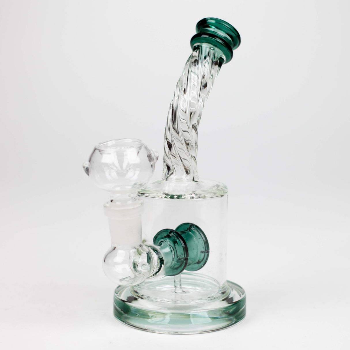 6" Twist glass bent neck glass bong with diffuser Glass Bong Bongzie Smokes Teal