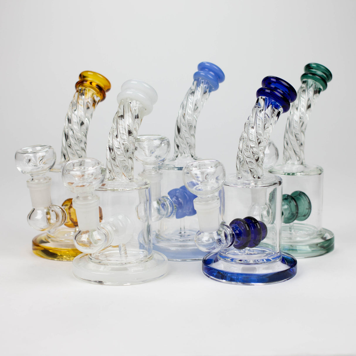 6" Twist glass bent neck glass bong with diffuser Glass Bong Bongzie Smokes