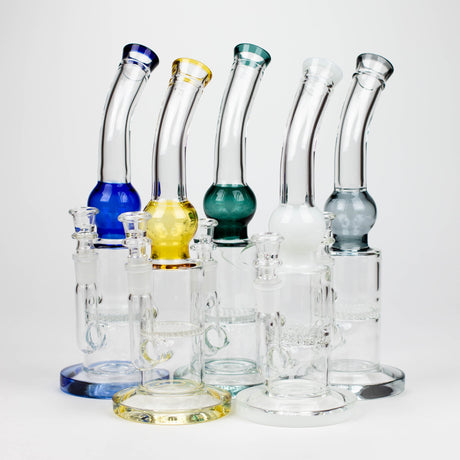 11" Color accented glass bong with honeycomb diffuser-Assorted Glass Bong Bongzie Smokes