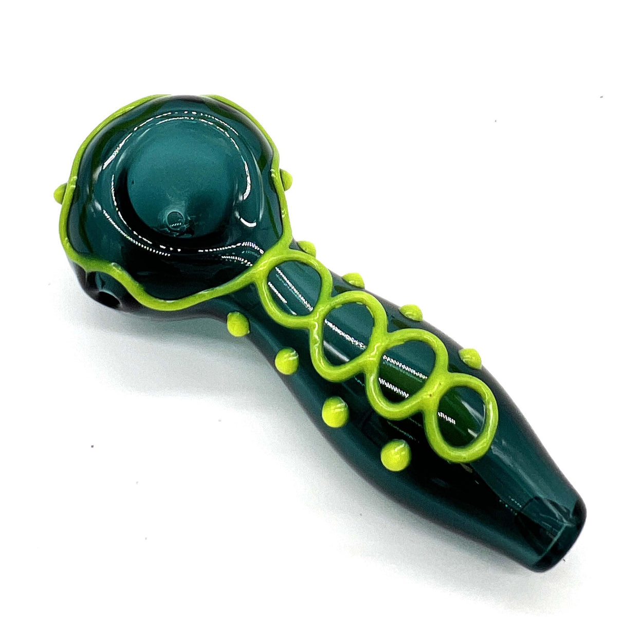 Glow In The Dark Glass Smoking Spoon Hand Pipe Glass Pipe NIBO Distribution TEAL