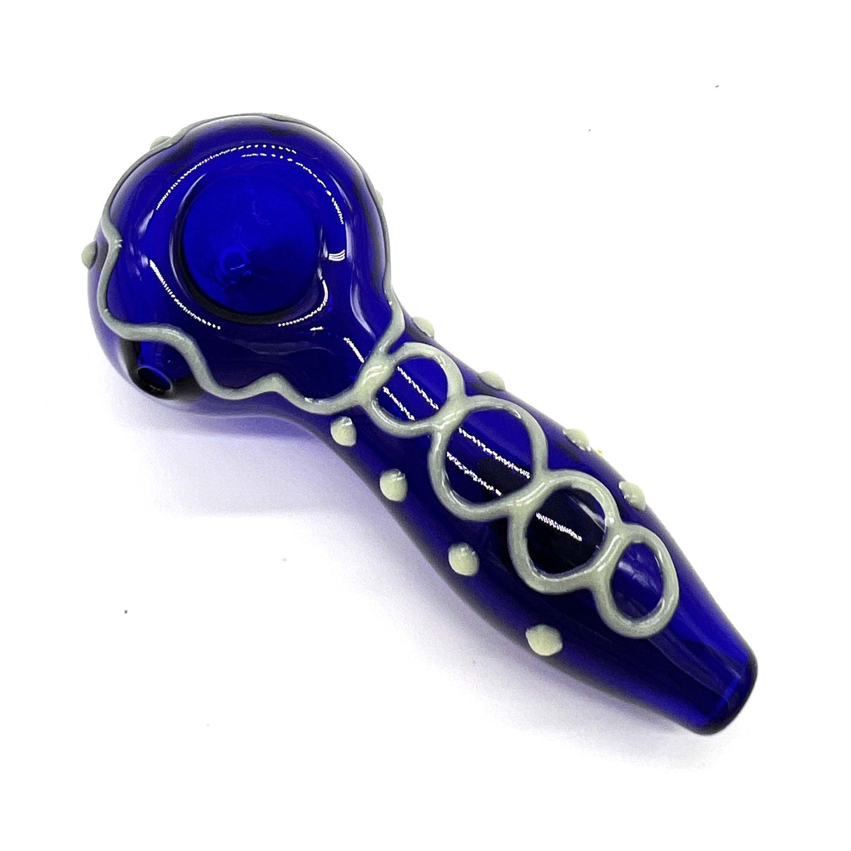 Glow In The Dark Glass Smoking Spoon Hand Pipe Glass Pipe NIBO Distribution BLUE