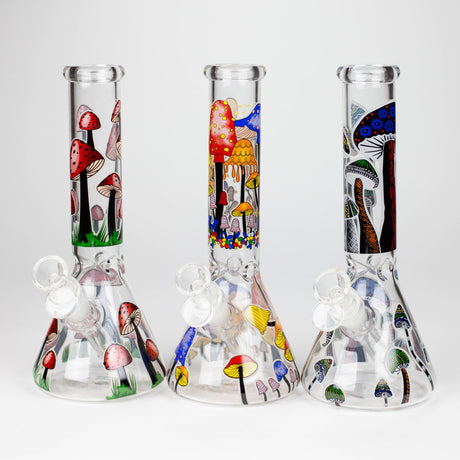 Z10" Glow in the dark Glass Bong With Mushroom Design Glass Bong 777 Smoke