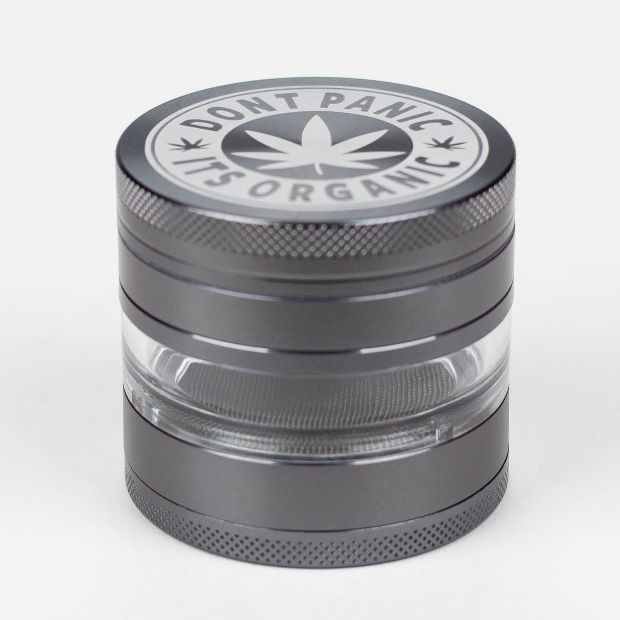 Heavy Duty Large "Don't Panic It's Organic" 4 Parts Weed Grinder Engraved in Canada Design #2 Regular Grinder Laser Ninja Gray