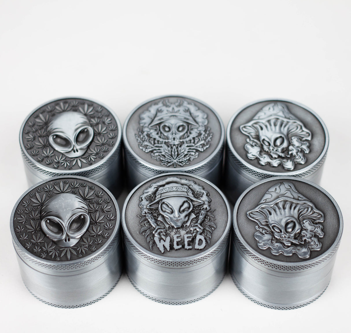 Z2" Metal Grinder 4 Layers with Alien Design Box of 12 Display Pack 777 Smoke