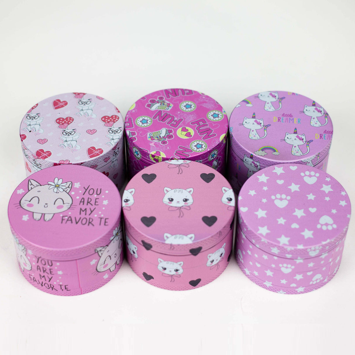 Z2.5" Metal Grinder 4 Layers with Kitty Design Box of 6 Display Pack 777 Smoke
