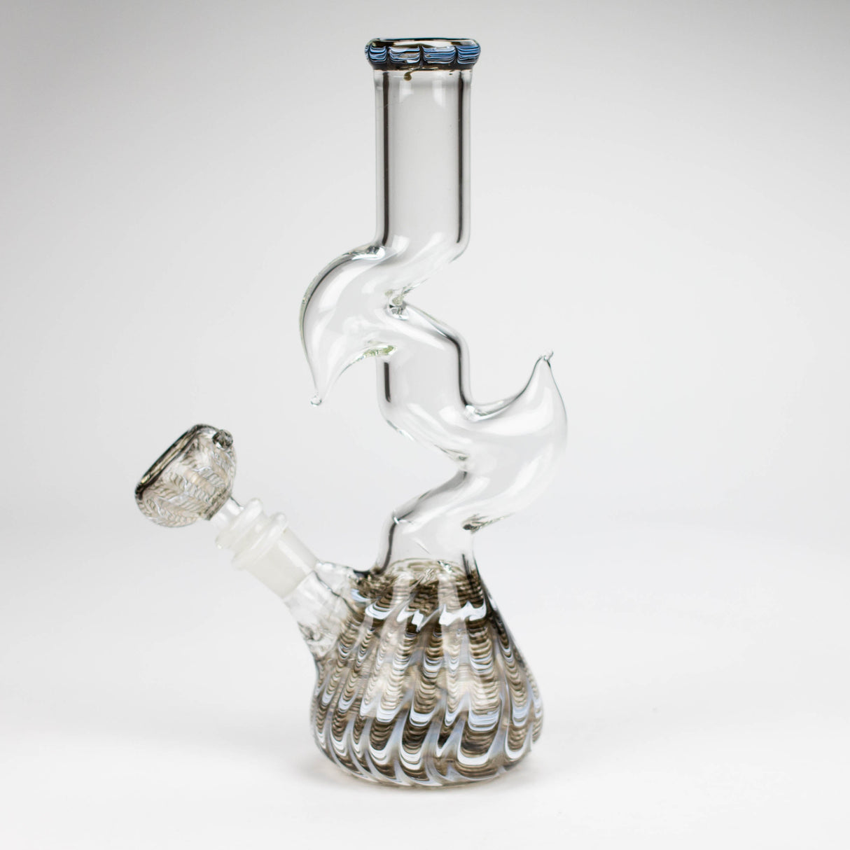 10" Zig-zag water pipe Glass Bong Bongzie Smokes Black