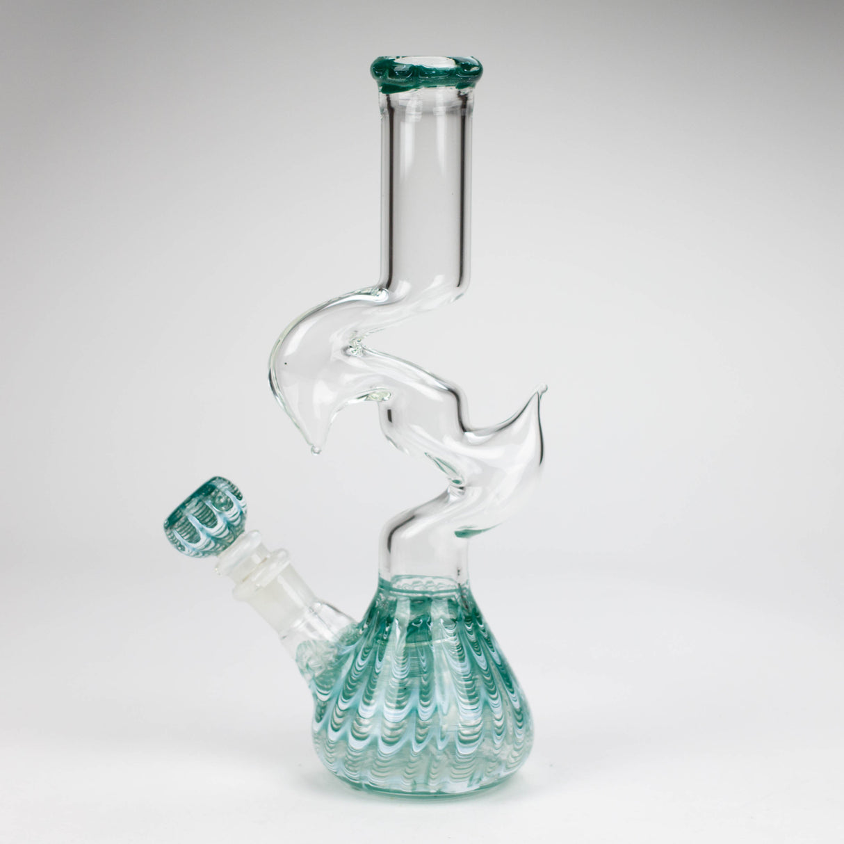 10" Zig-zag water pipe Glass Bong Bongzie Smokes Green