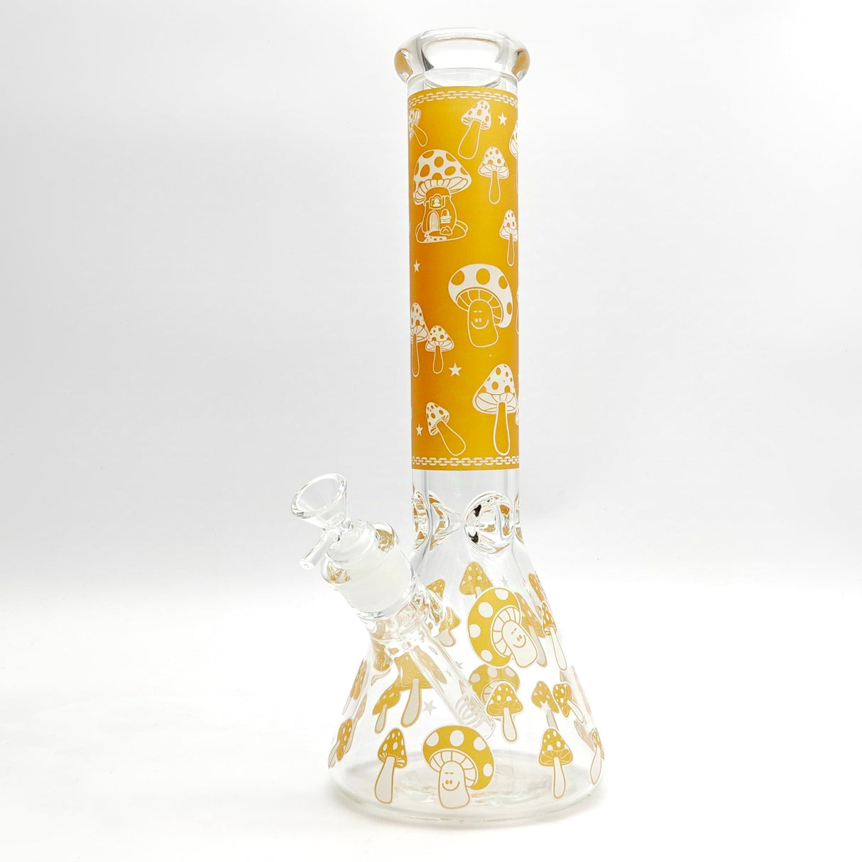 14" 7mm Mushroom Glow in the dark Bong Glass Bong Super Supplys Inc Yellow