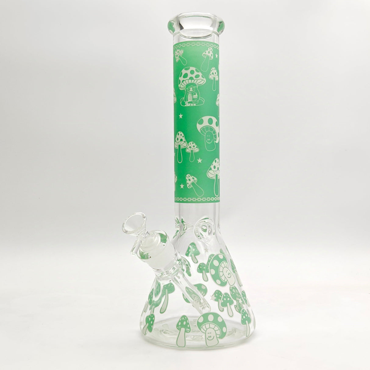 14" 7mm Mushroom Glow in the dark Bong Glass Bong Super Supplys Inc Green