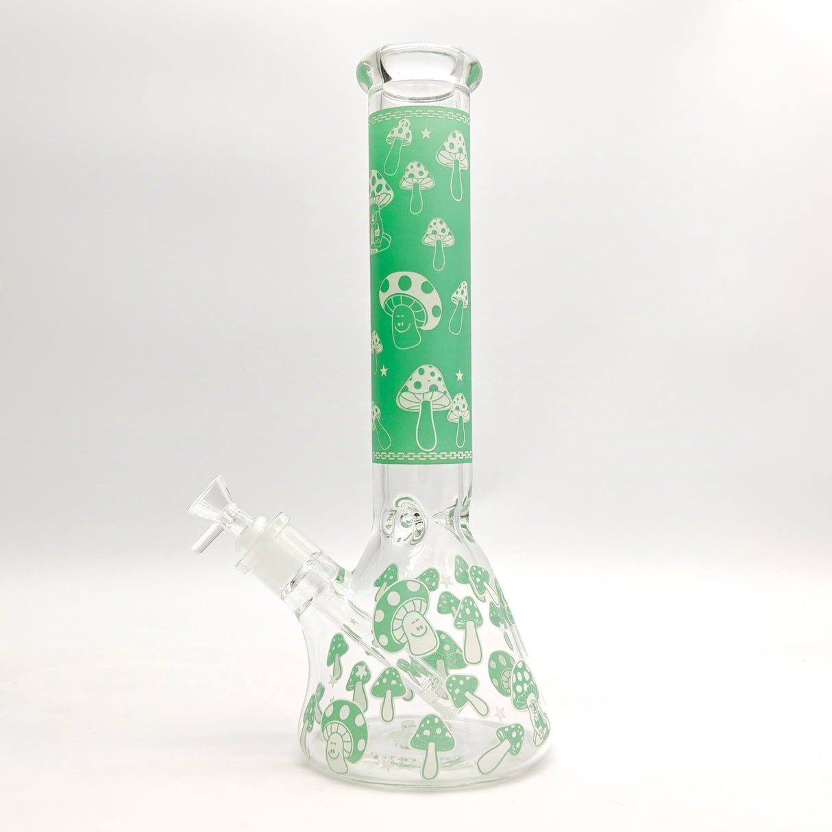 14" 7mm Mushroom Glow in the dark Bong Glass Bong Super Supplys Inc