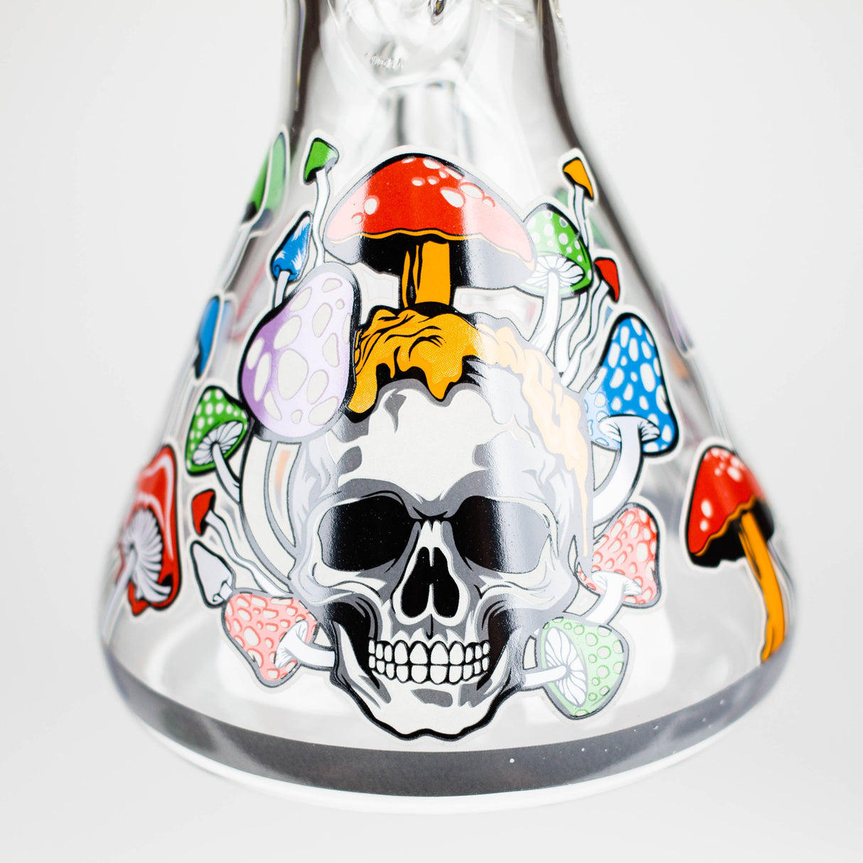 Z10" Glow in the dark Glass Bong With Mushroom Skull Design Glass Bong 777 Smoke