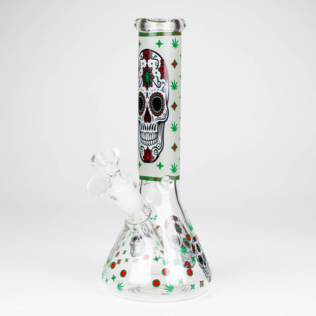 10" Glass Bong With Sugar Skull Design Glass Bong 777 Smoke