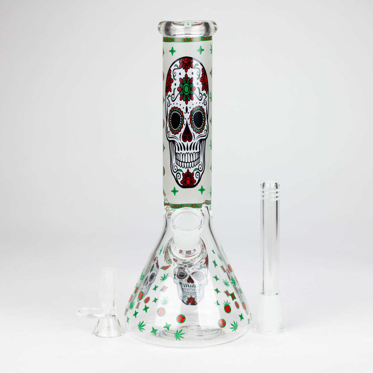 10" Glass Bong With Sugar Skull Design Glass Bong 777 Smoke