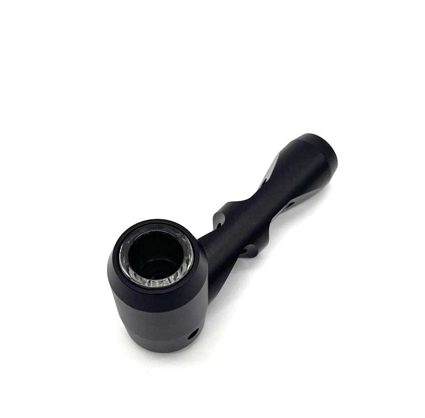 Metal hand pipe with glass bowl and tube Metal Pipe NIBO Distribution BLACK
