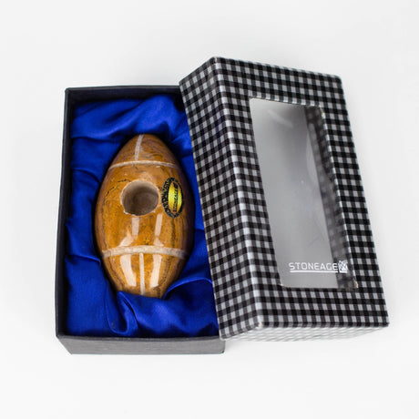 StoneAge | 4" Handmade Tobacco Smoking Pipe – Model: Football, Includes Gift Box Quartz · Stone Pipe NicePrice