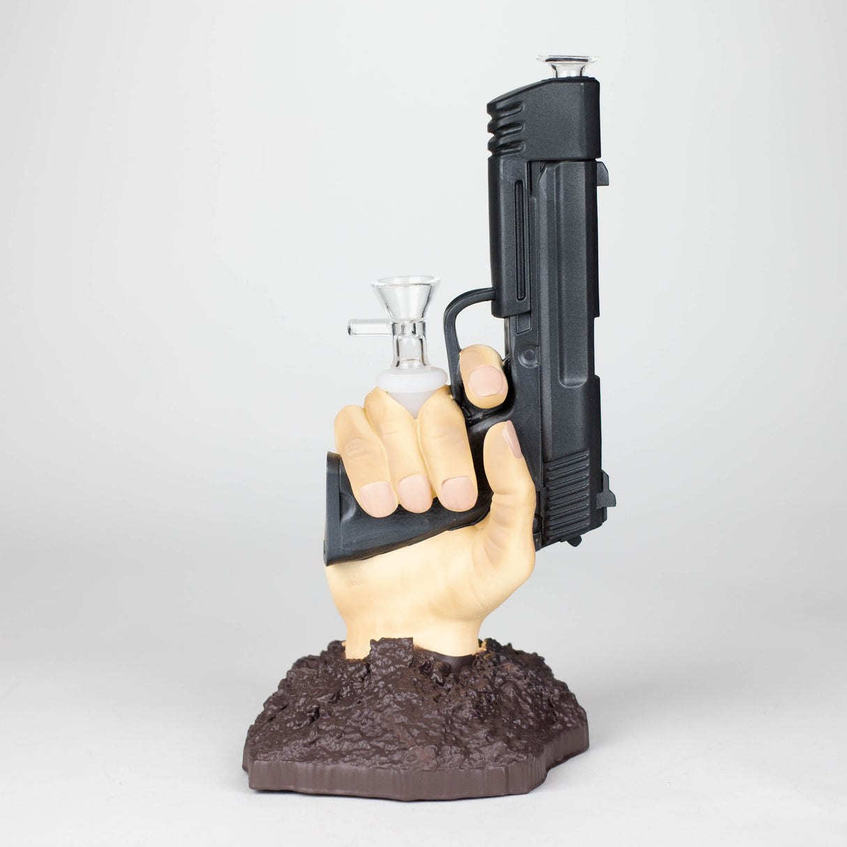 A bong with a pistol in hand Resin · Silicone · Plastic Bong YHS Smoke
