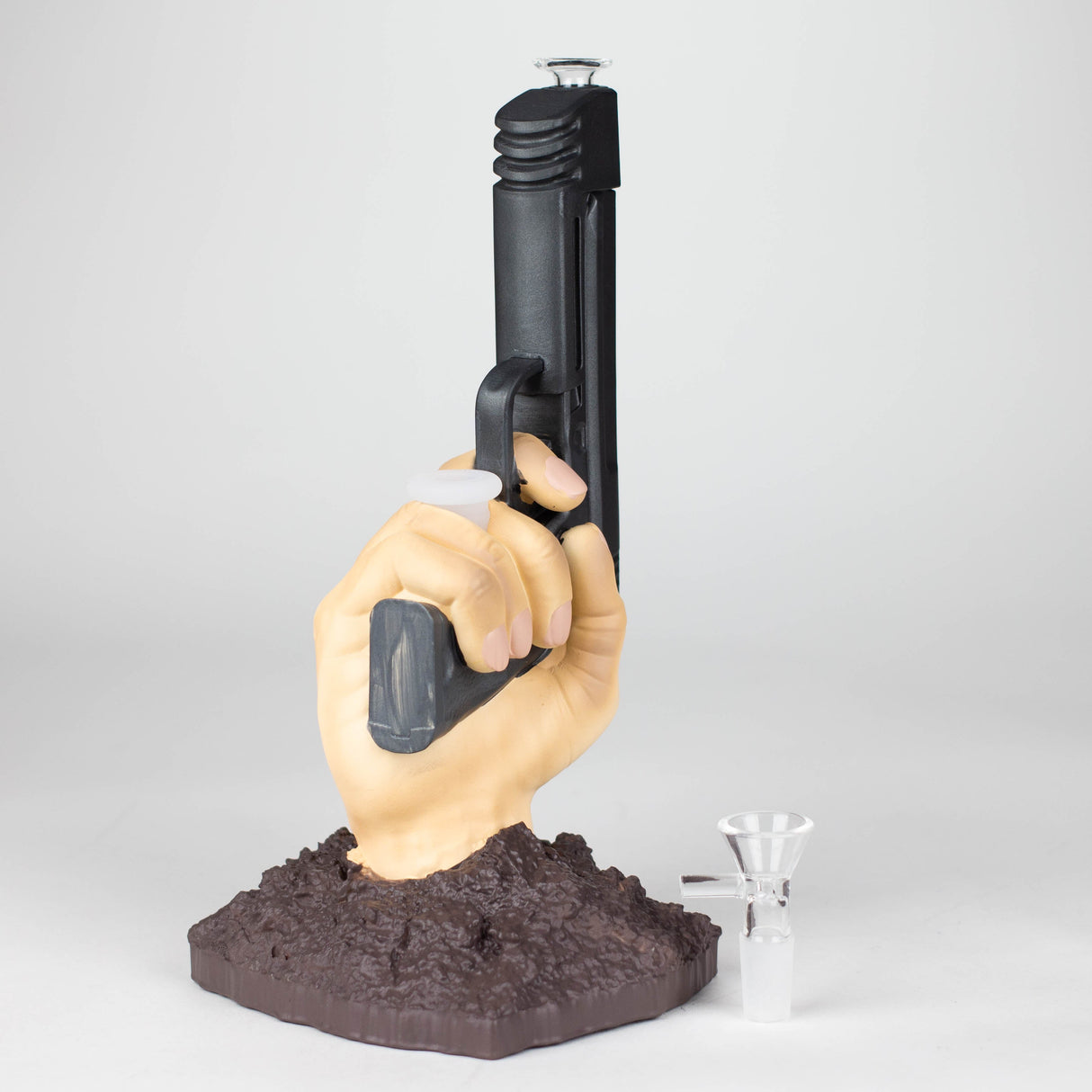 A bong with a pistol in hand Resin · Silicone · Plastic Bong YHS Smoke