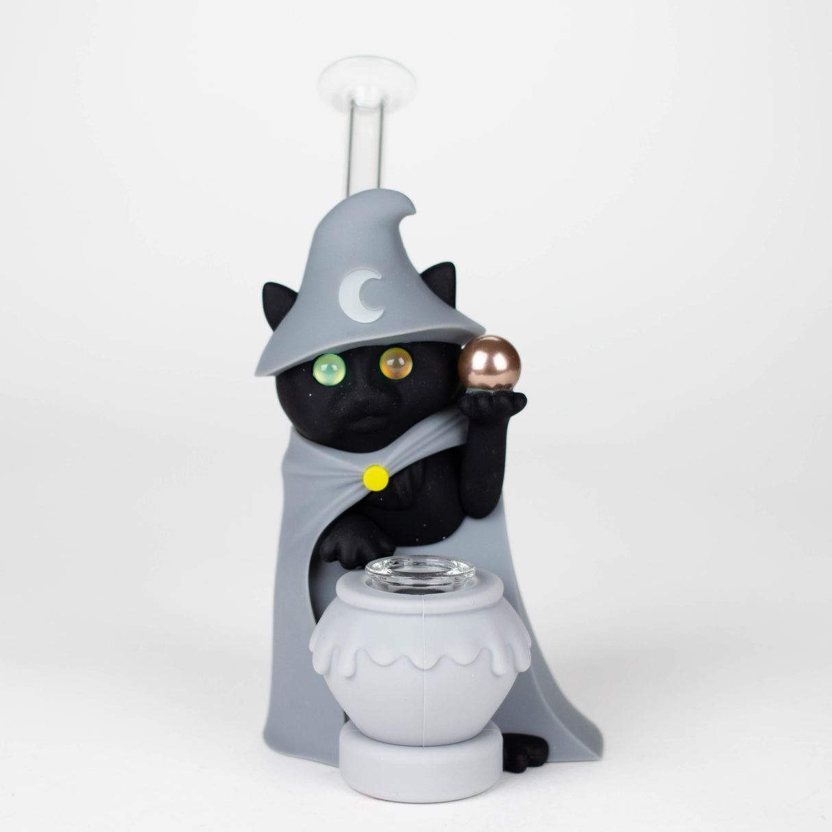 6.5“ Resin wizard cat water pipe Resin · Silicone · Plastic Bong YHS Smoke