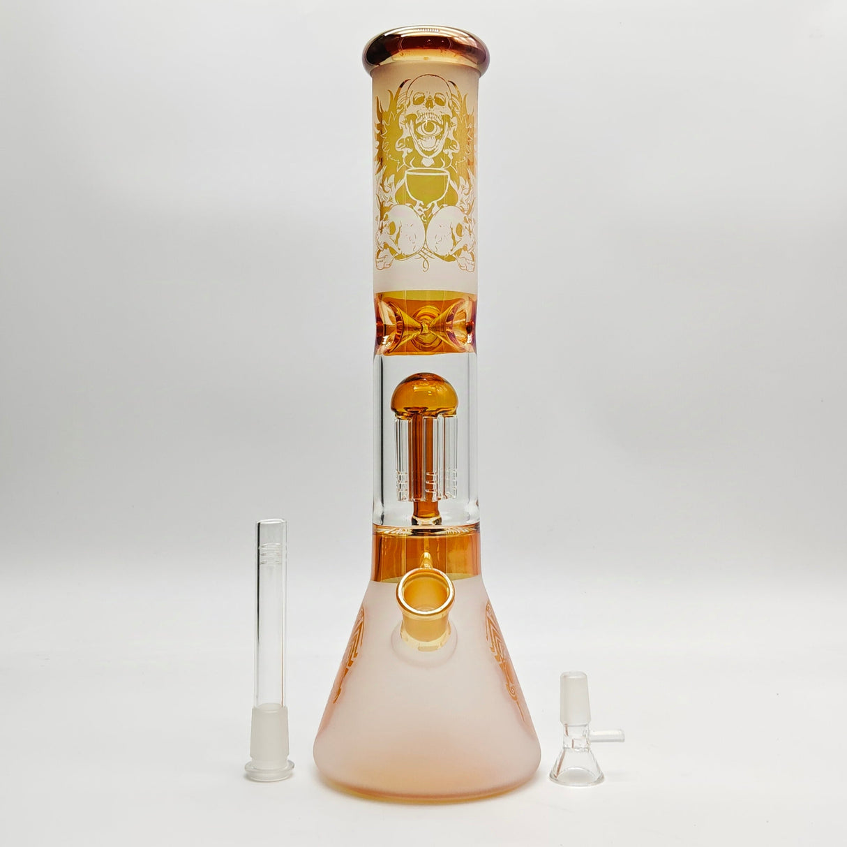 14" Electroplate Skull Design Percolator Beaker Glass Bong Super Supplys Inc