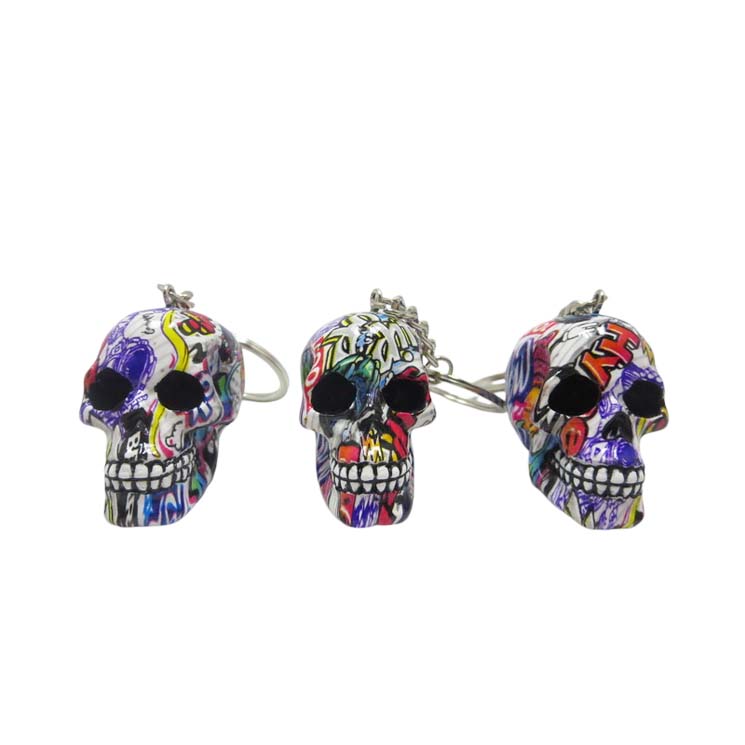 Resin With Water Transfer Printing Skull Key Chain-Assorted Gadget Super Supplys Inc Design D