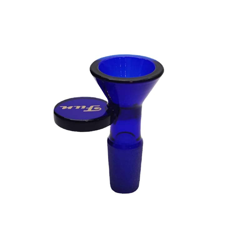 Fortune | Gold Logo Colorful 14mm Handle Bowl Bowl · Banger · Oil Burner Fortune Blue