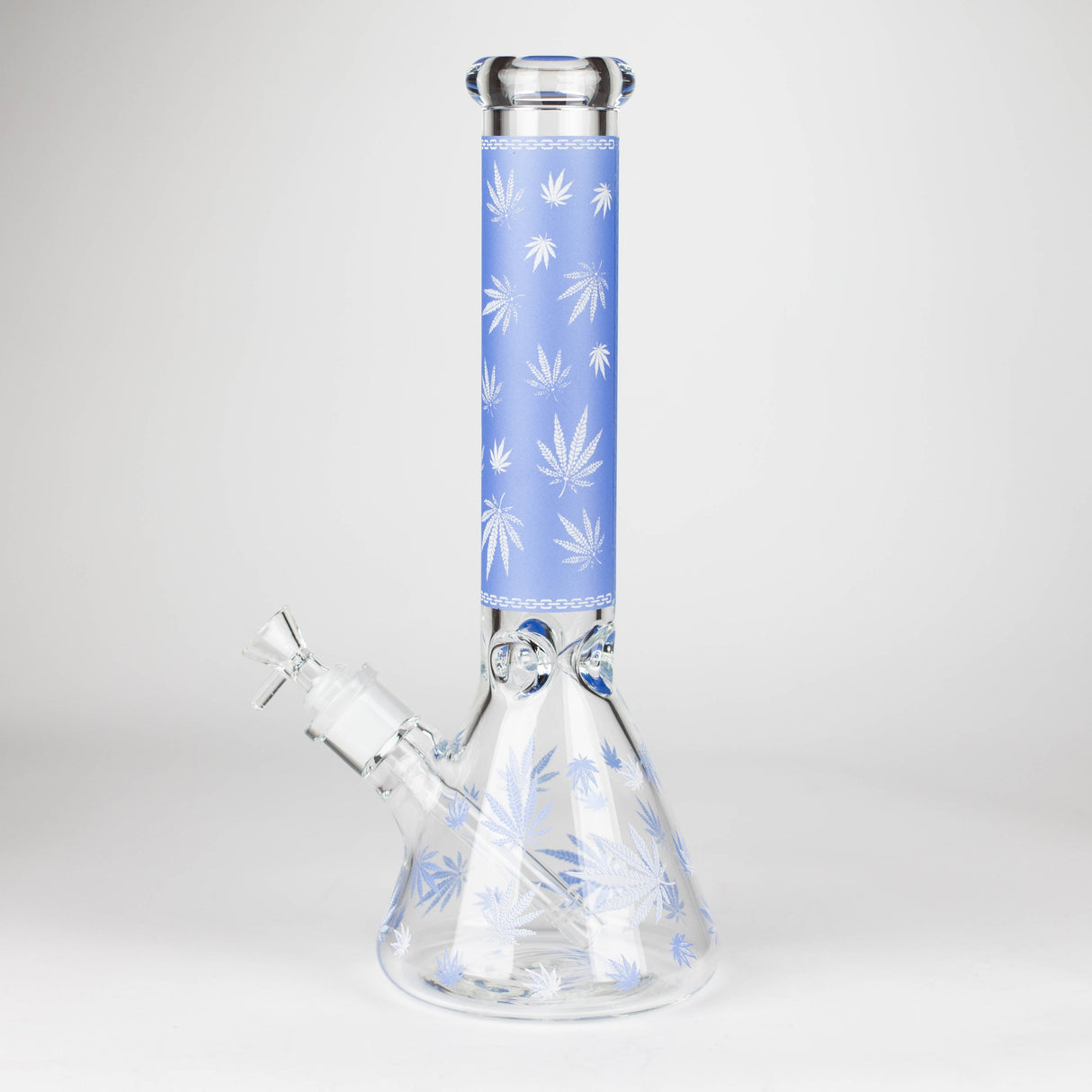 14" 7mm Leaf Design Grown In the Dark Water Bong Glass Bong Super Supplys Inc Blue